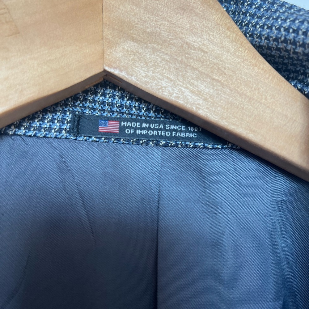 Vtg Hart‎ Schaffner Marx Men’s Blazer 40R – Blue Micro-Houndstooth, Made in USA - Picture 14 of 14